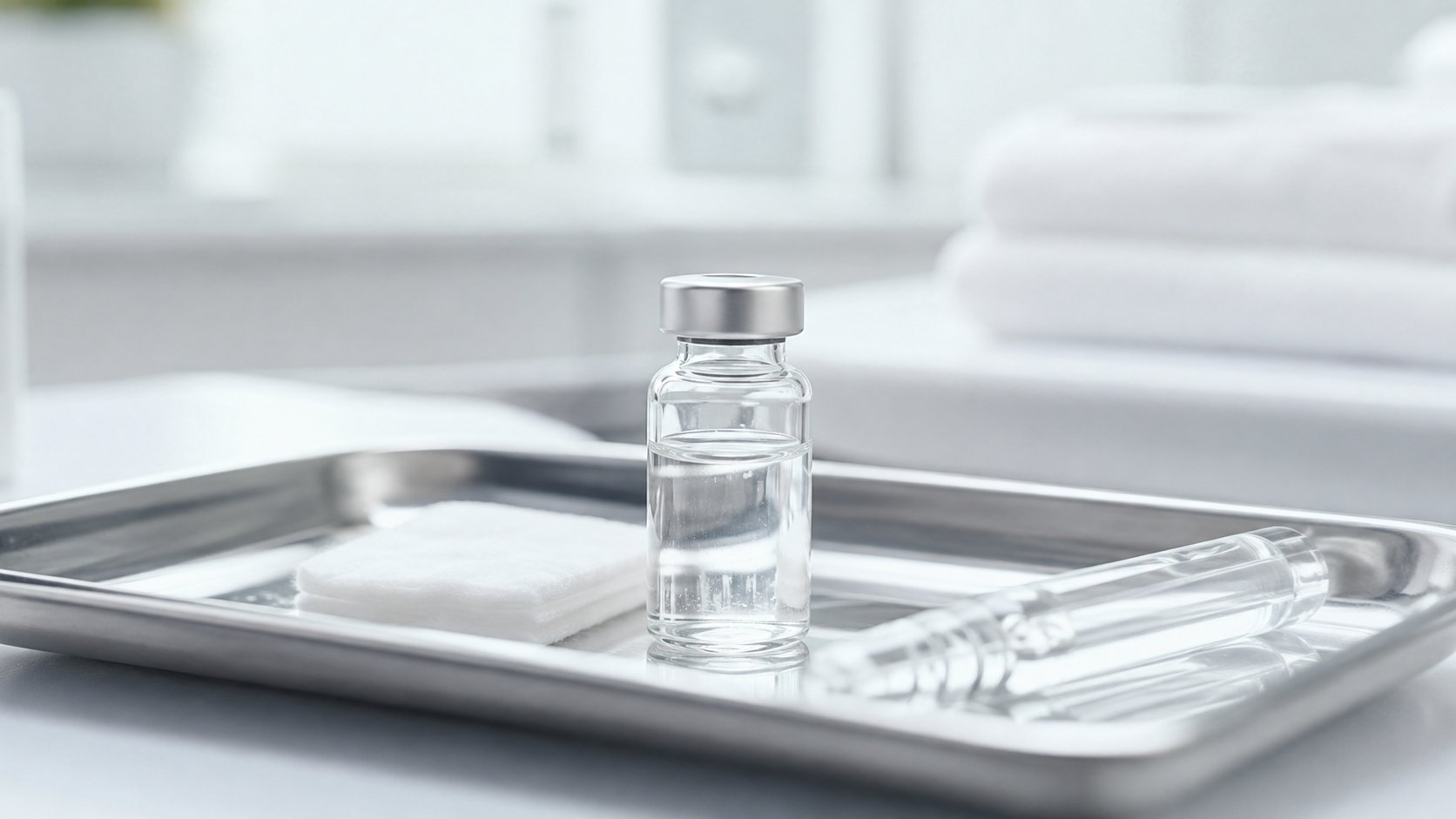 Lọ tinh chất exosome và dụng cụ trong phòng điều trị