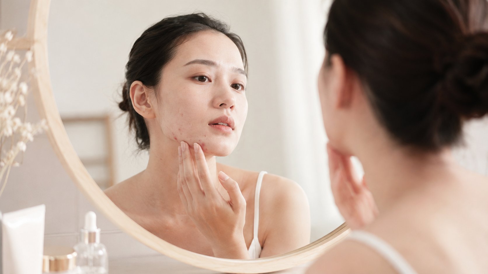Kinh nguyệt không đều gây mụn nội tiết vùng cằm và da dầu khó kiểm soát