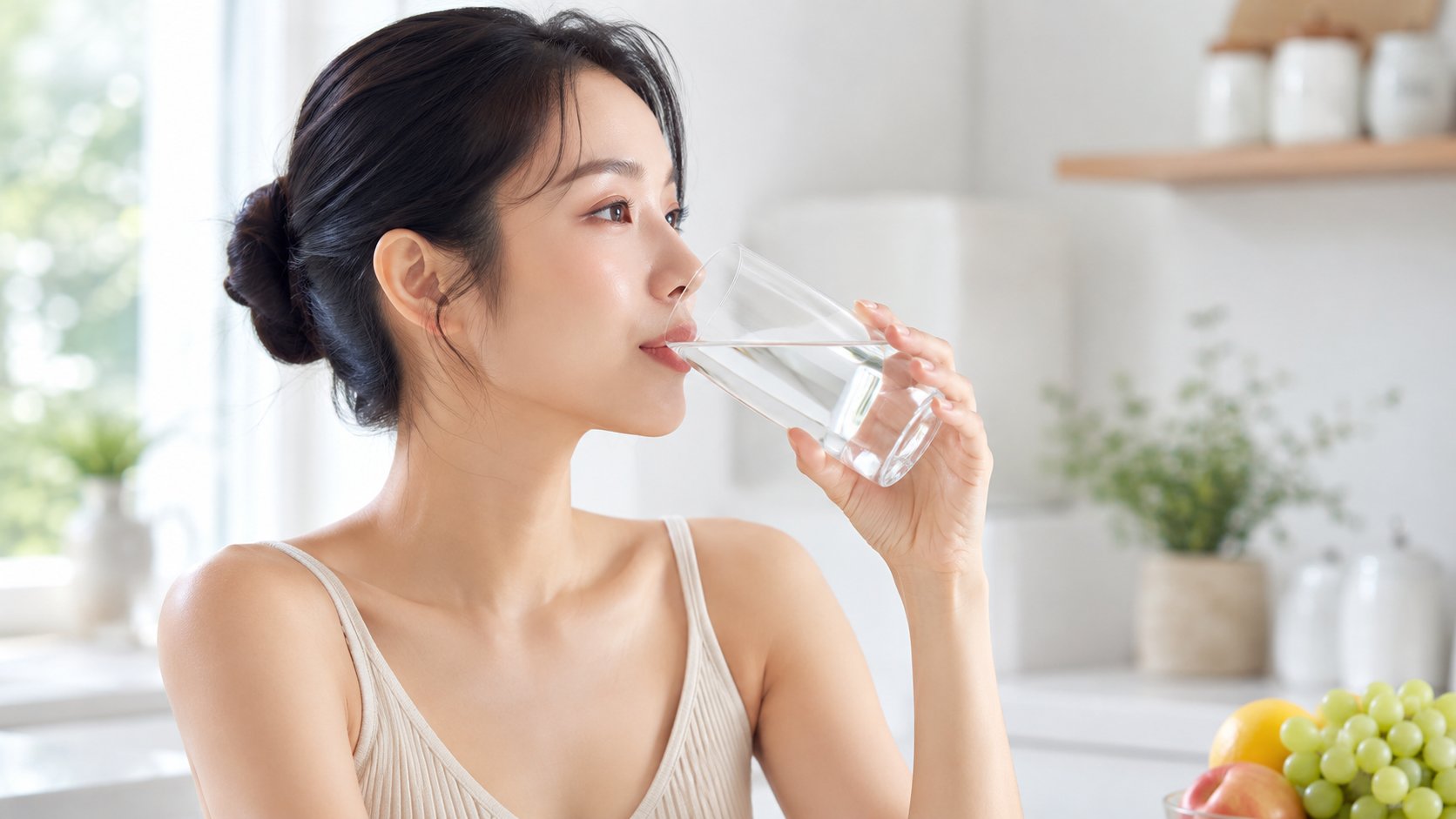 Uống đủ nước giúp hạn chế lão hóa da sớm do mất nước mãn tính