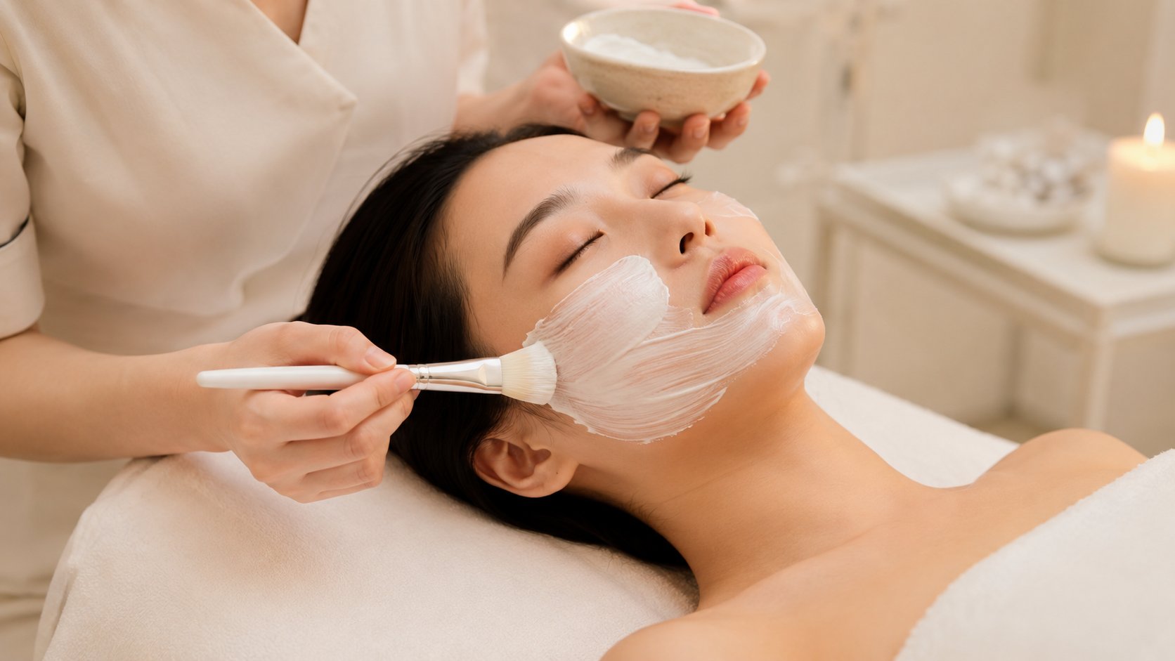 Bước đắp mặt nạ trong quy trình chăm sóc da chuyên sâu