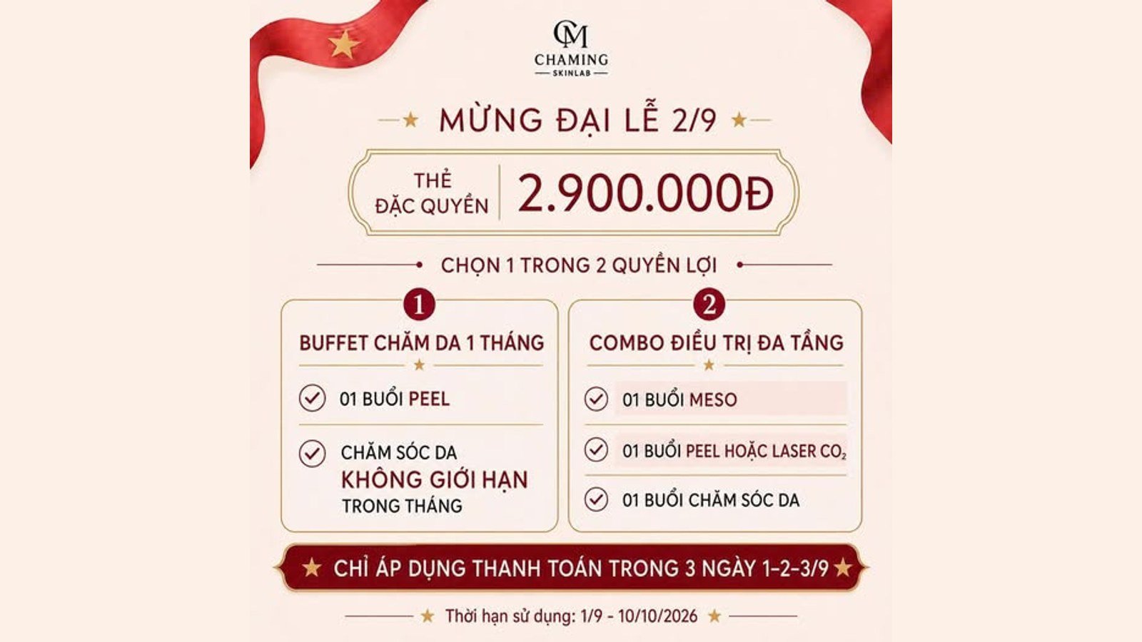 Mừng Đại lễ 2/9 – Thẻ đặc quyền 2.900.000đ